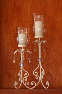Victorian cream hurricane candle stick